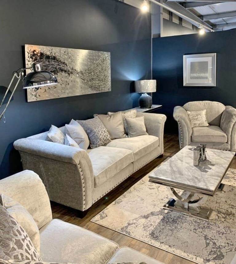 Luxury 3-Seater Harison Sofa – Silver Grey Velvet – Pay On Arrival