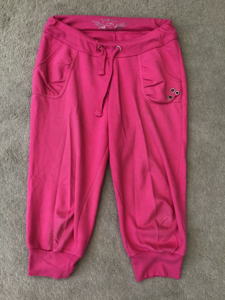 ‘Denim & Co’ Ladies Hot Pink Cropped Joggers, UK 12