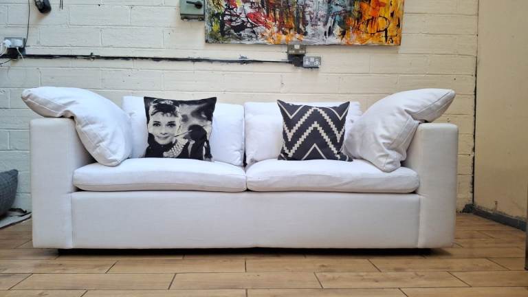 West Elm Harmony 3 searer sofa in White Cotton RRP £2800