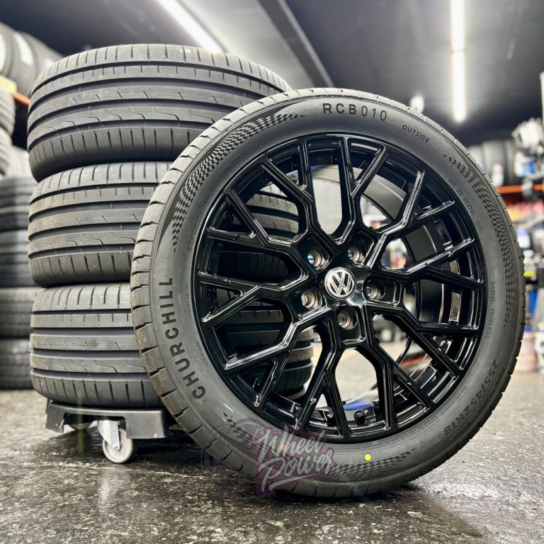 VW Transporter T5 T6 Alloys New 18” Black Wheels 255/45/18 Tyres
