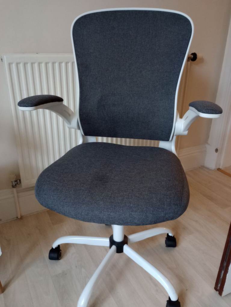 Grey Fabric Office Chair with White Frame - free – Good Condition