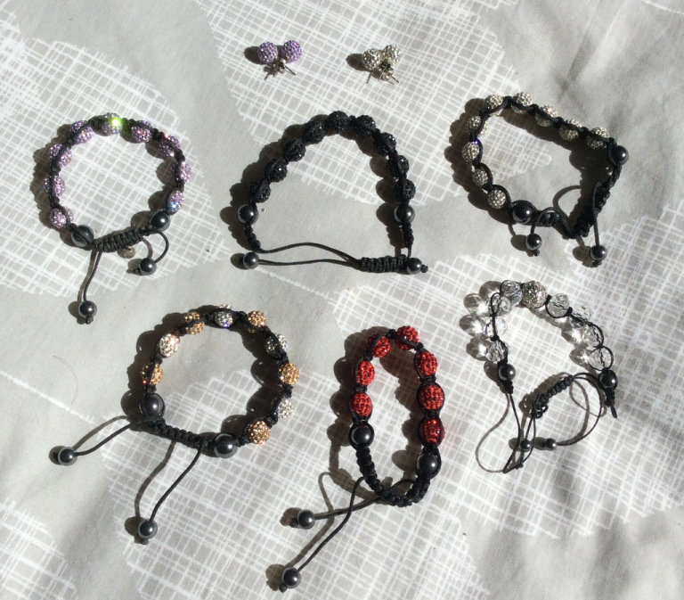 BRAND NEW Six Matching Sparkling Shamballa Bracelets and Earring Sets (Christian Koban Thomas Sabo)