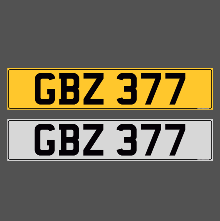 GBZ 377 - Dateless Cherished Registration Number Plate