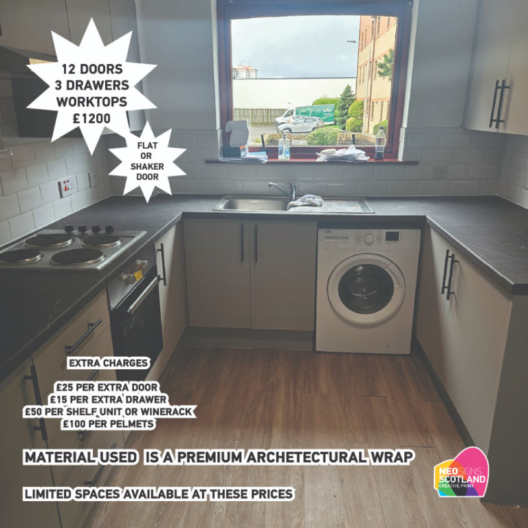 12 door 3 drawers inc worktops Premium Full Kitchen Wrap September Special Offer Book Now