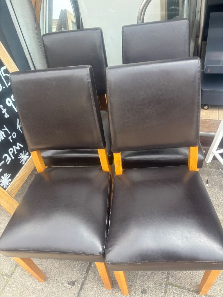 Set of 4  Dining Chairs with Wooden Frame – Good Condition