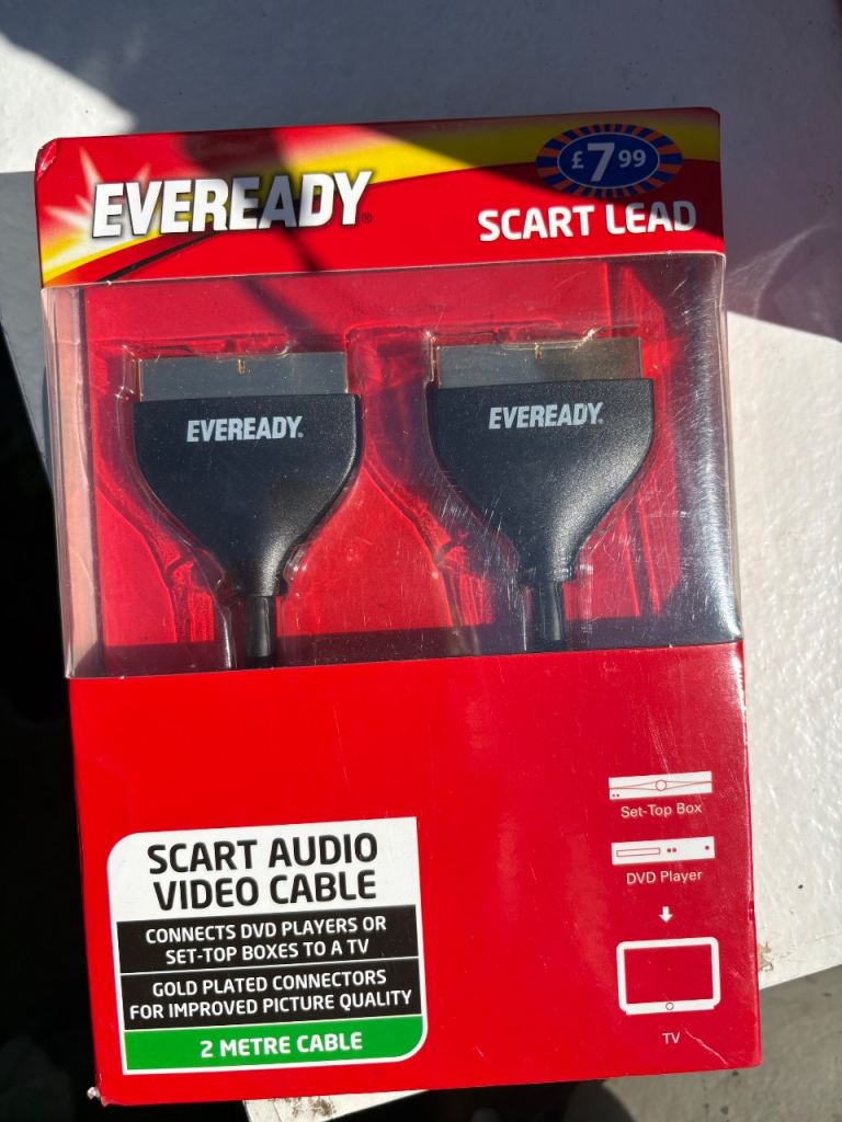 Eveready SCART Lead - 2 Metre Audio Video Cable, New