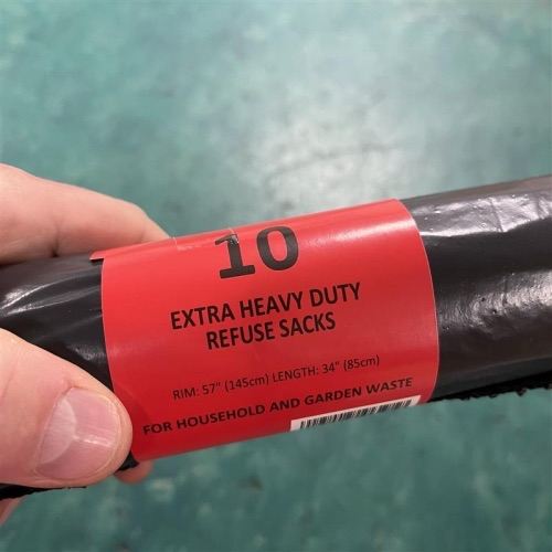 Black Extra Heavy Duty Refuse Sacks - 1 Roll (10 Sacks)