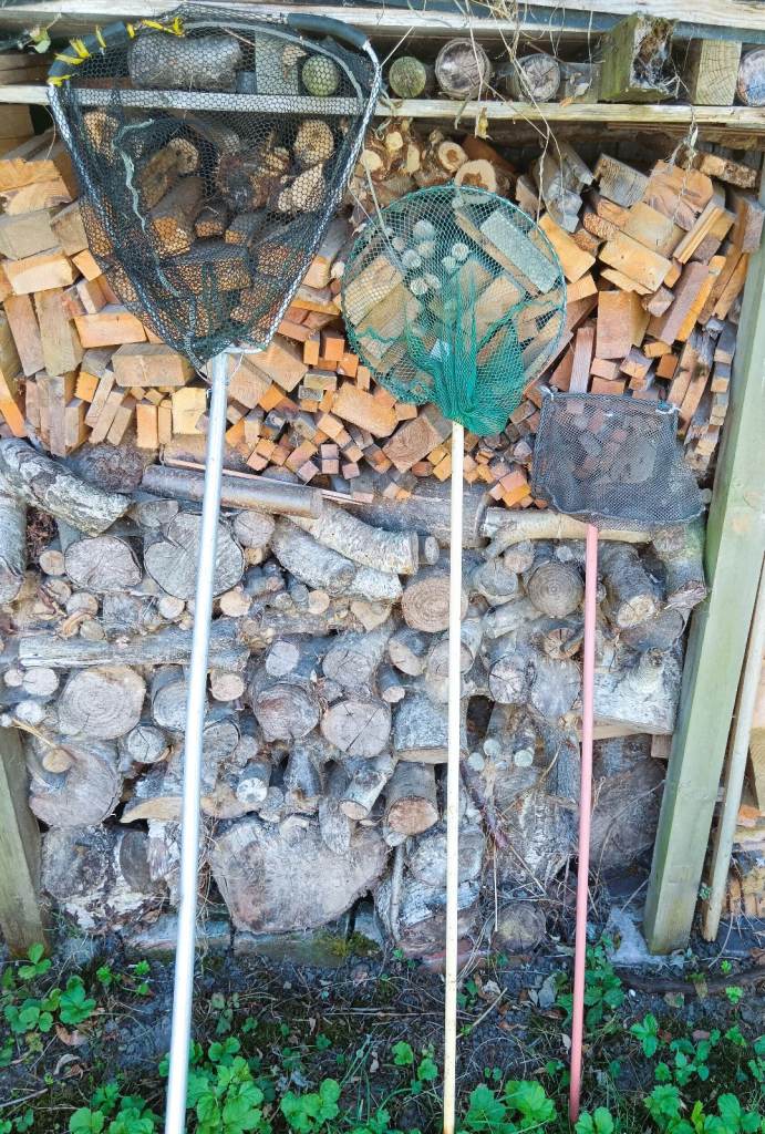 Second Hand Fishing Nets equipment x 3 Pond Angling Pond Aquarium 3 Size Net Types Repaired