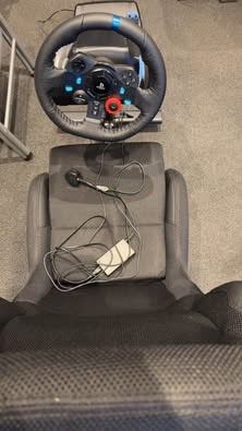 Logitech steering wheel with pedals and gaming chair