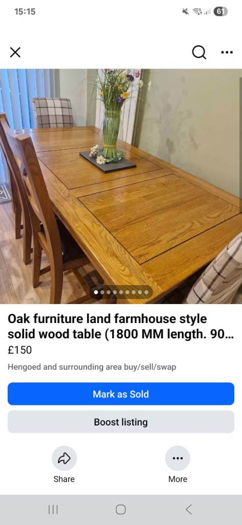 Oak furniture land farmhouse style solid wood table 