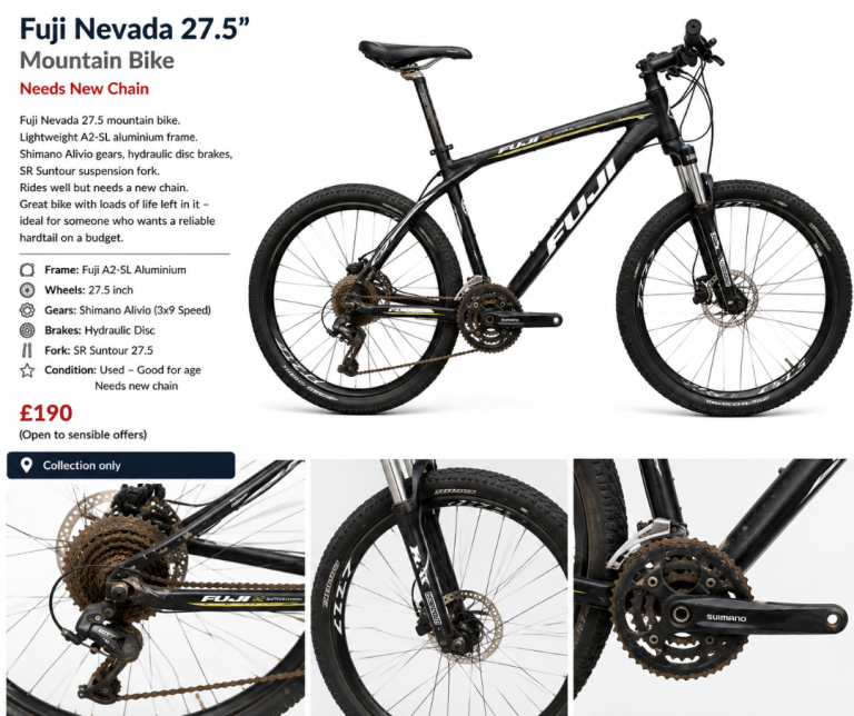 Fuji Nevada 27.5 Mountain Bike – £190