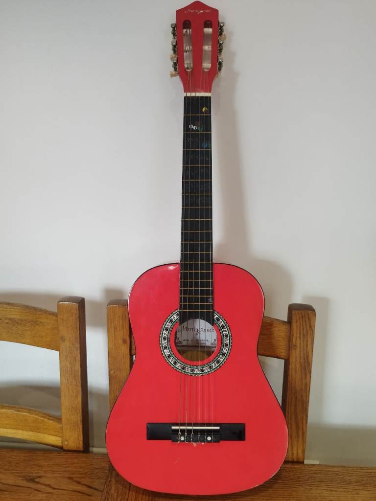 Red Child's Acoustic Guitar - Good Condition with Carry Bag