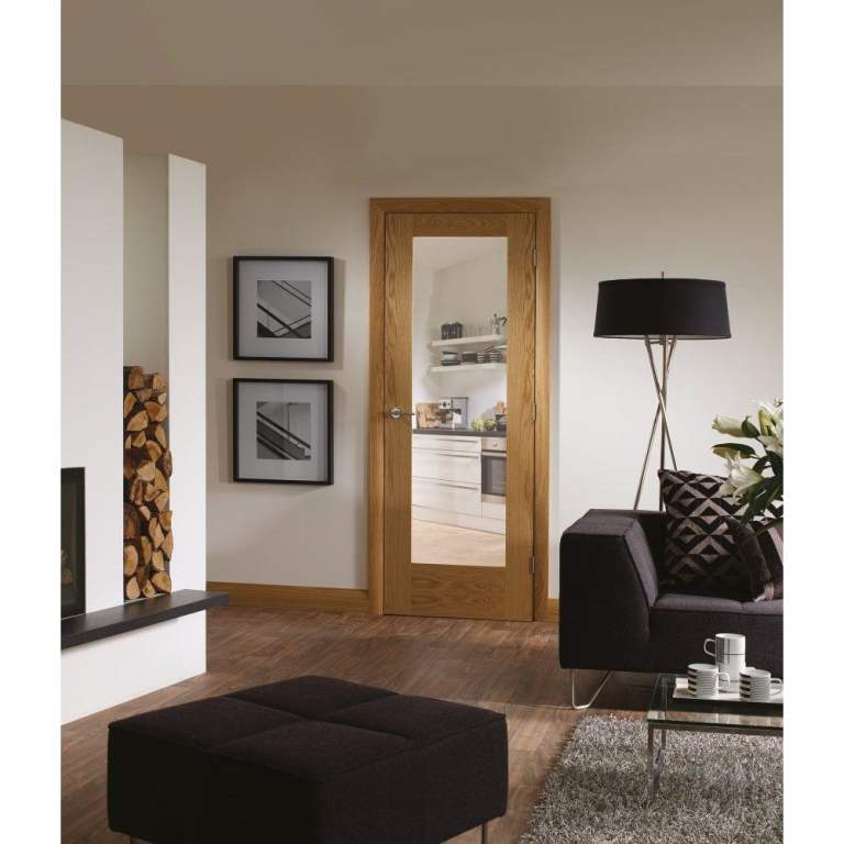 D2F Pattern 10 Unfinished Internal Oak Door With Clear Glass D2FP10OAKCG