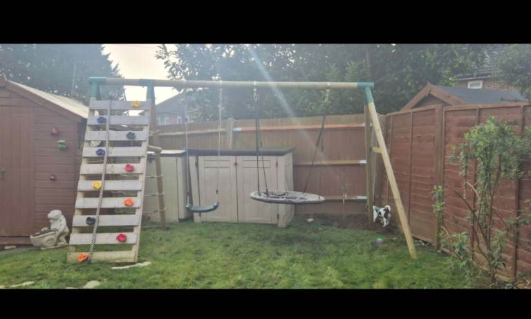 Swing and climbing frame