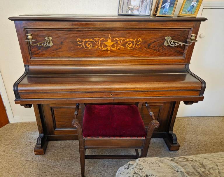 Upright piano and piano stool