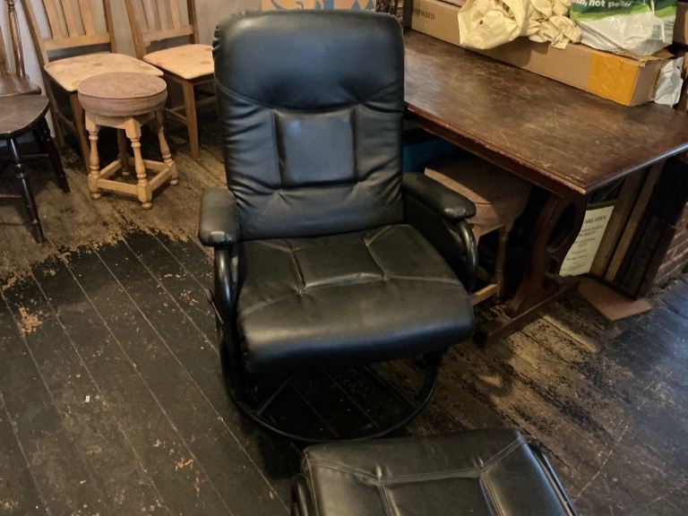 Leather Rocking Chair and Stool