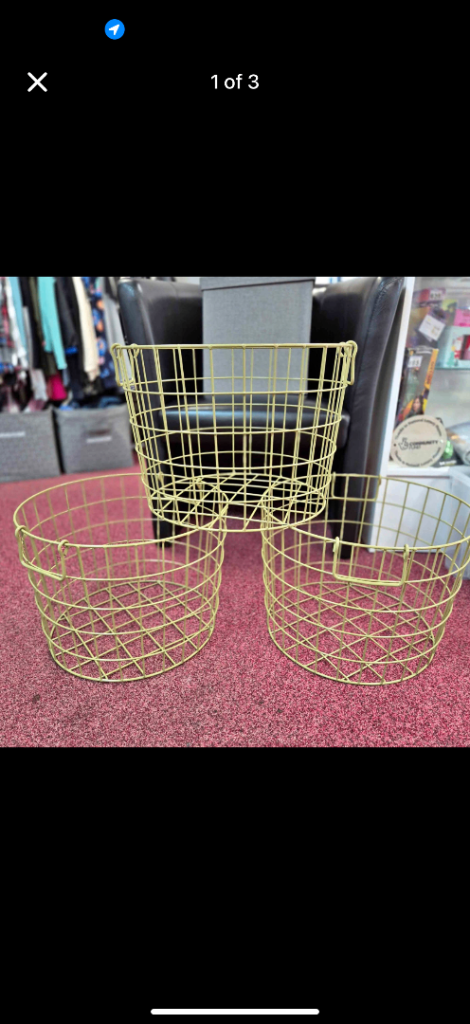 Large olive green wire storage baskets 