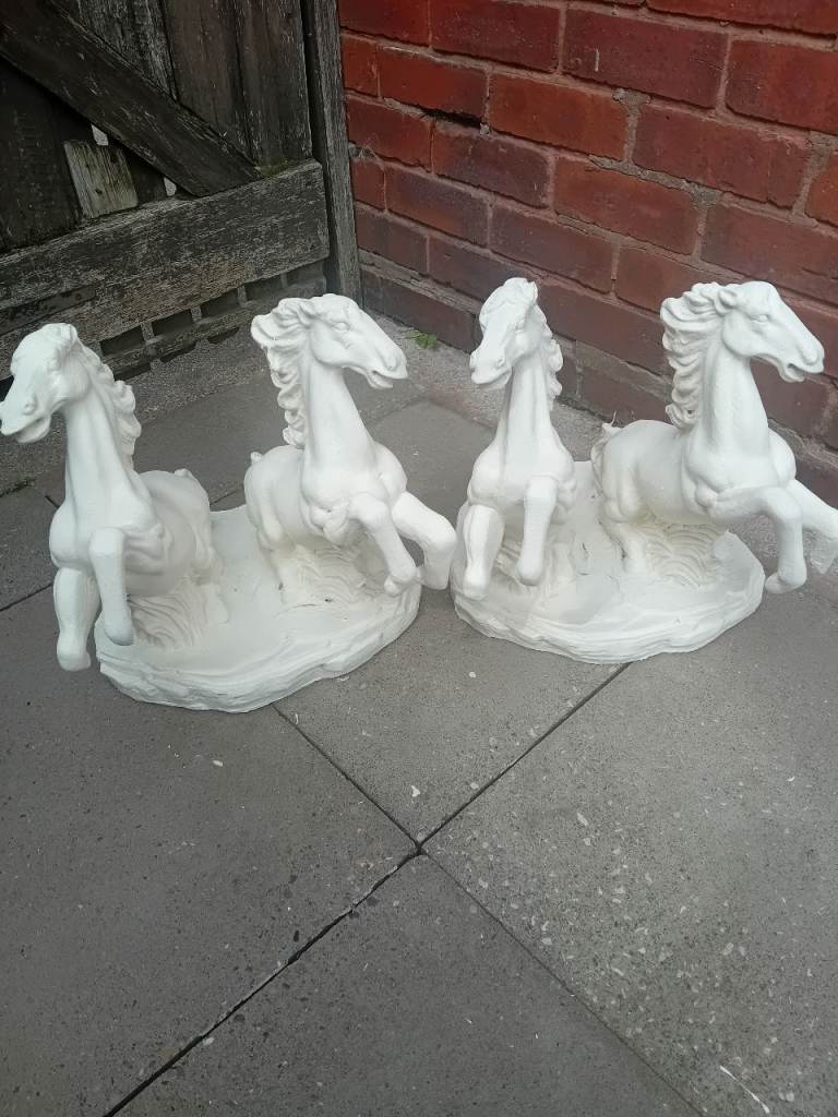 2 pair painted Horse Garden Ornaments 