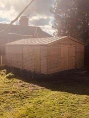 TIMBER GARAGE/WORKSHOP/HEAVY DUTY ERECTED FOR FREE