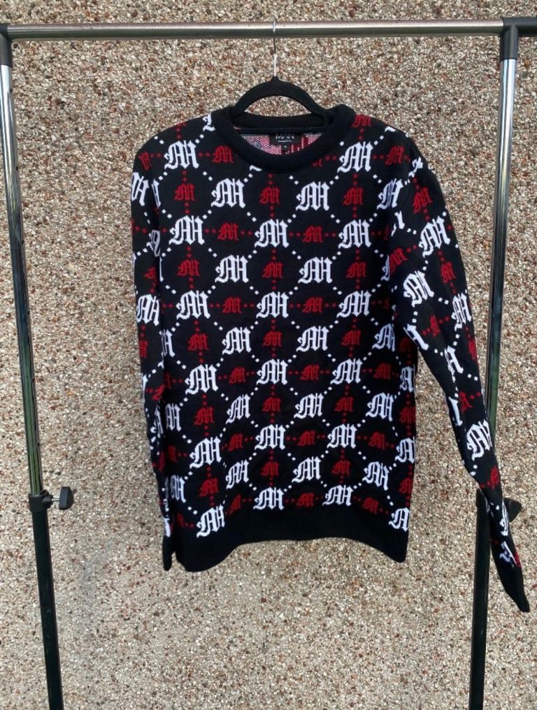 BoohooMAN Jumper – Black, White & Red, Size M