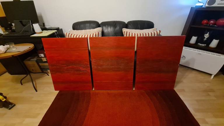 image for Set of 3 beautiful hand painted deep red burgundy art canvases  60 x 80cm