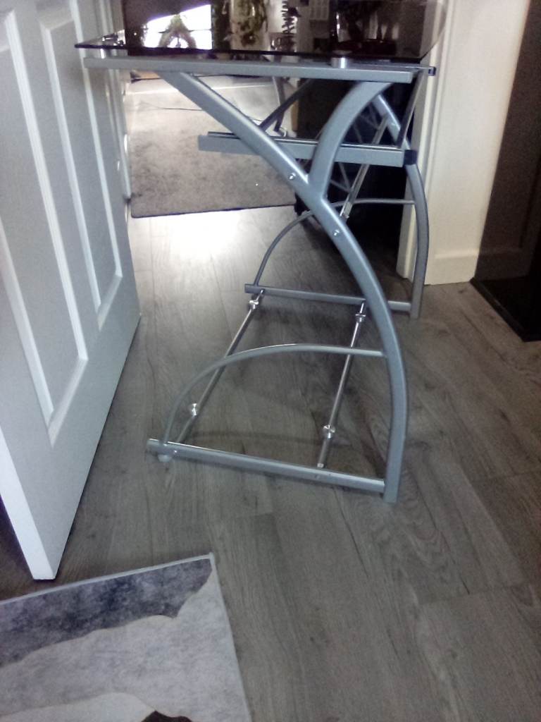 Used compact Black Glass Desk 