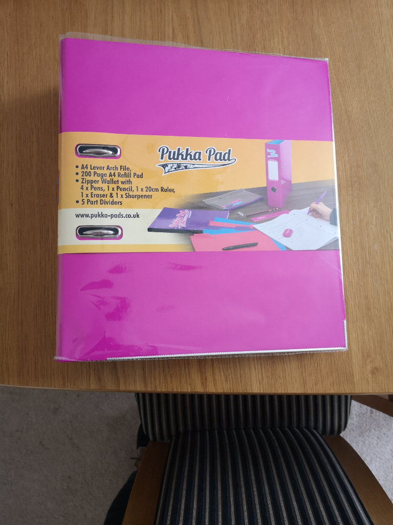 NEW lever arch folder containing 200 sheeting of writing paper and coloured dividers