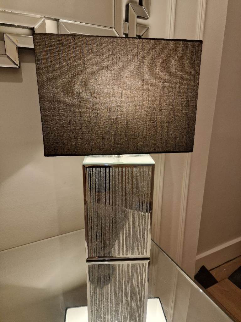 Mirrored Crystal Table Lamp – Like New – 2 Shades Included