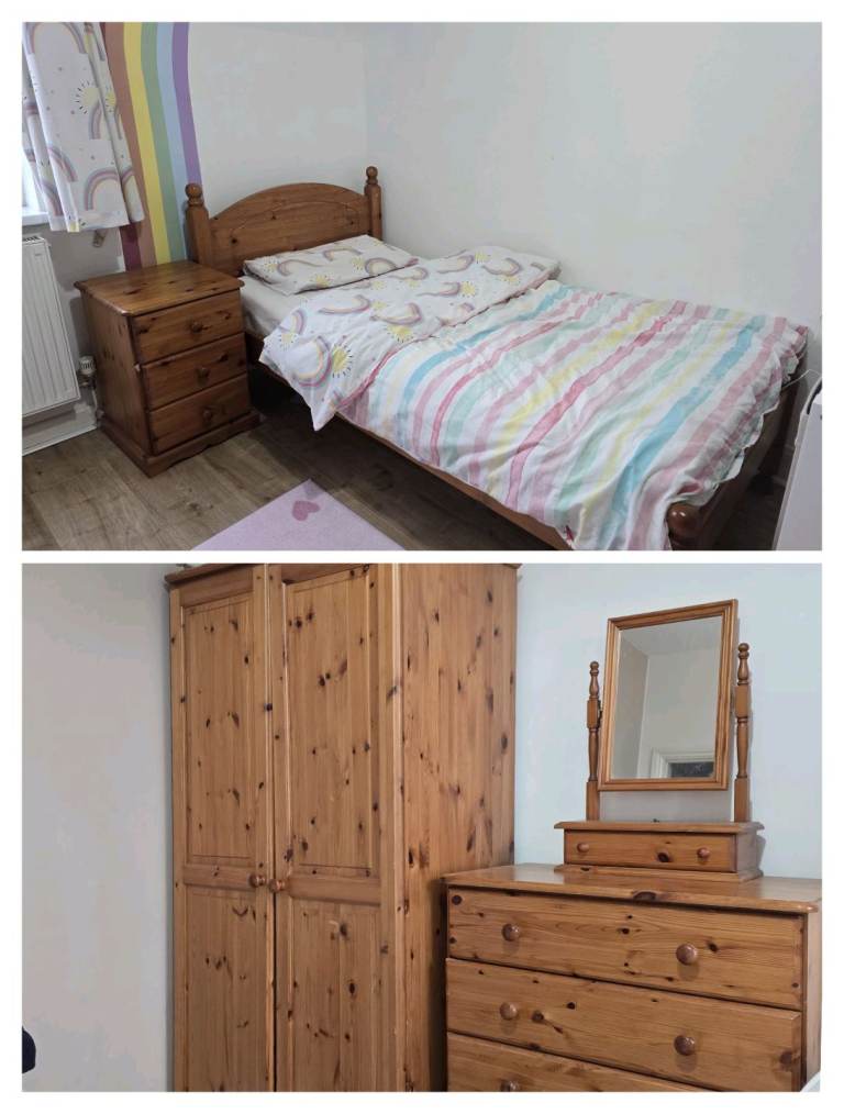 Full pine bedroom furniture set 