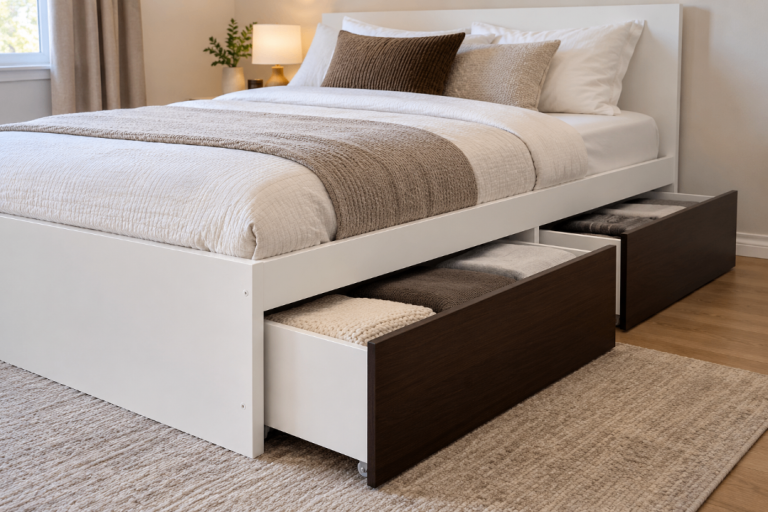 IKEA King Size Bed Frame with 2 Storage Drawers