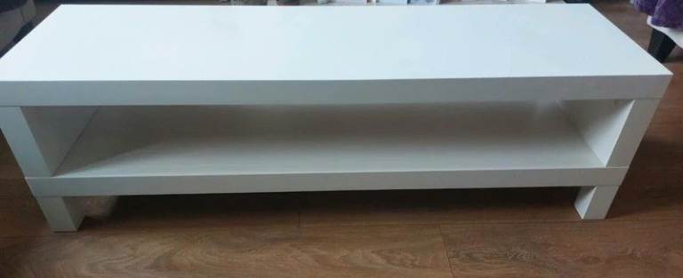 IKEA White TV Table with Shelf – Good Condition