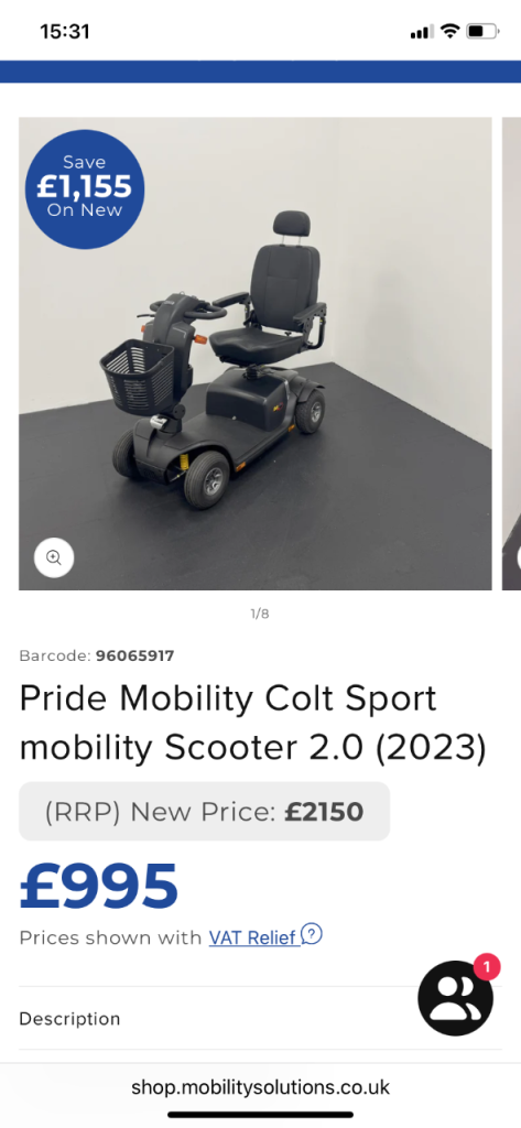 Mid range mobility scooter 