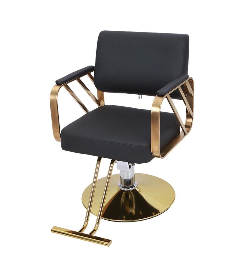 New Black & Gold Hydraulic Salon Chair