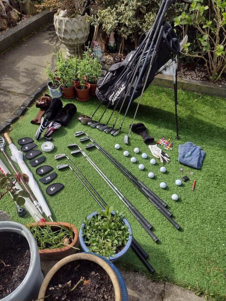 VGC FULL SET MENS BULLET GRAPHITE MIX GOLF CLUBS + TITLEIST HOOFER STAND GOLF BAG + FREE EXTRAS 