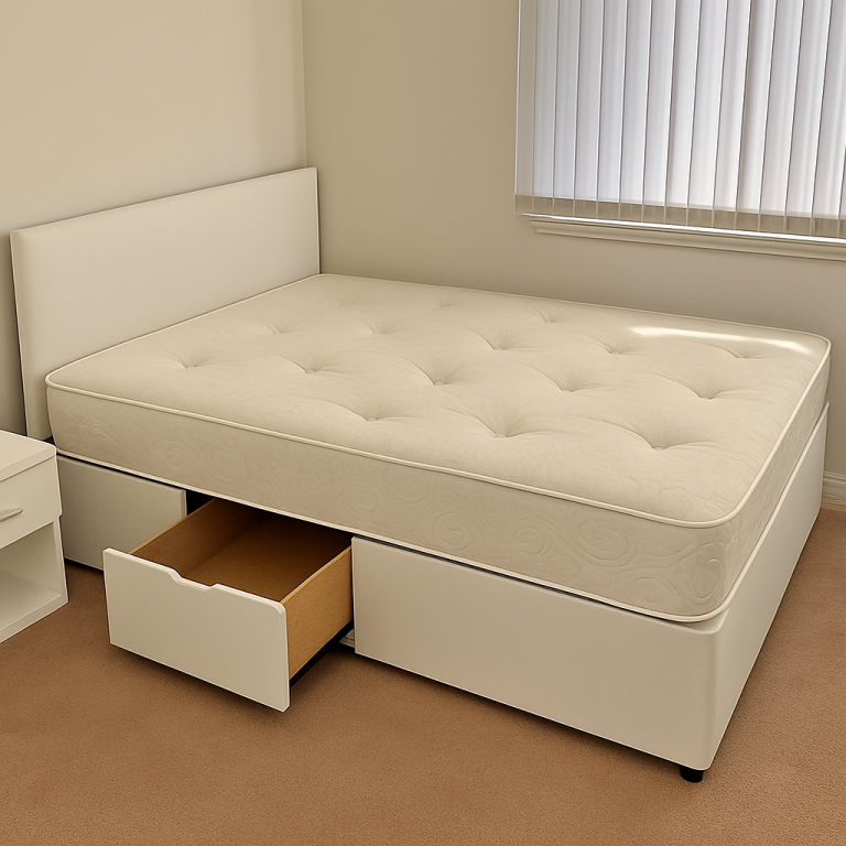 image for Luxury Divan Bed with Deep Storage Drawers and Elegant Upholstered Headboard