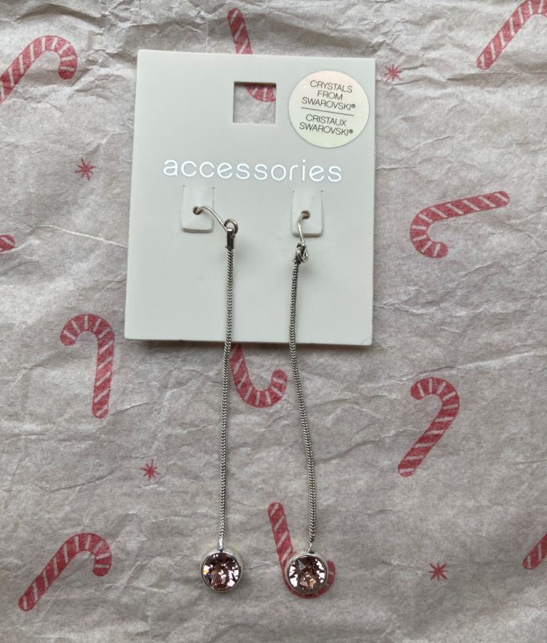 Pair of earrings with Swarovski crystals, with Christmas paper