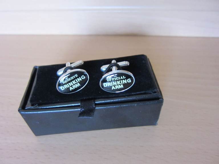 Official Drinking Arm & Reserve Drinking Arm Cufflinks in a Cufflink Box - NEW