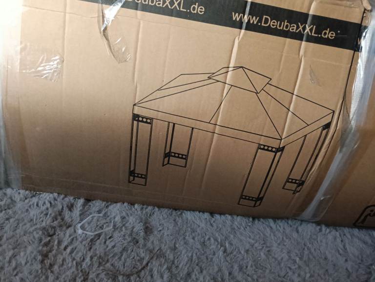 New black metal gazebo with dark grey fabric 