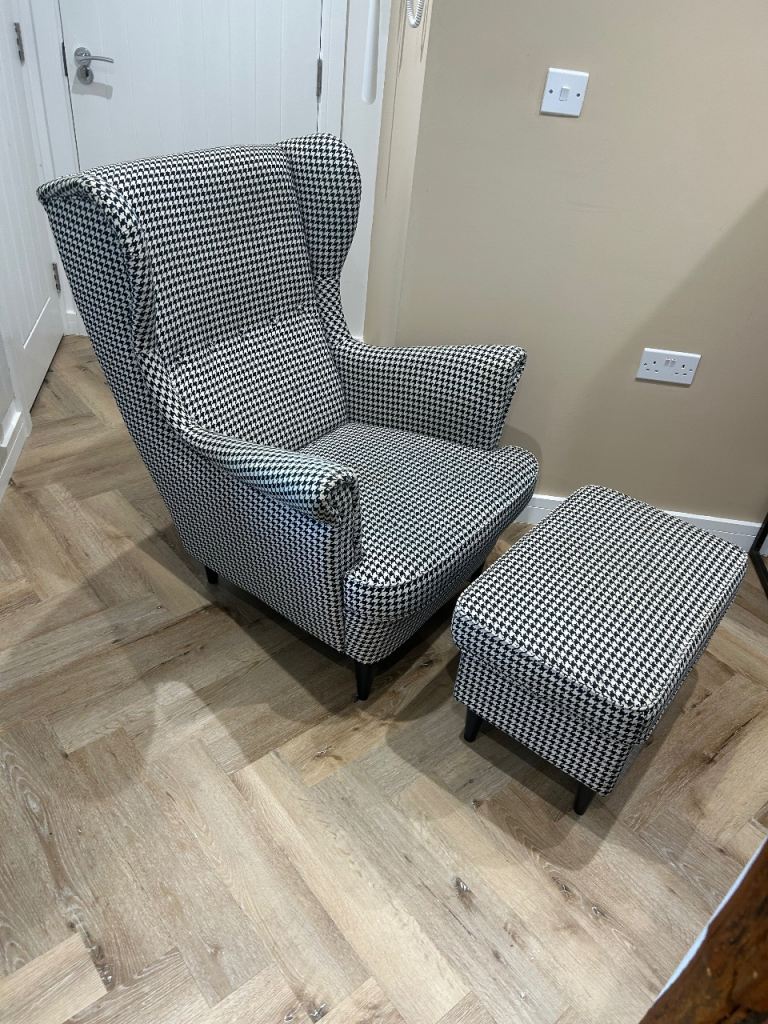 Ikea Wingbacked Chair with footstool 