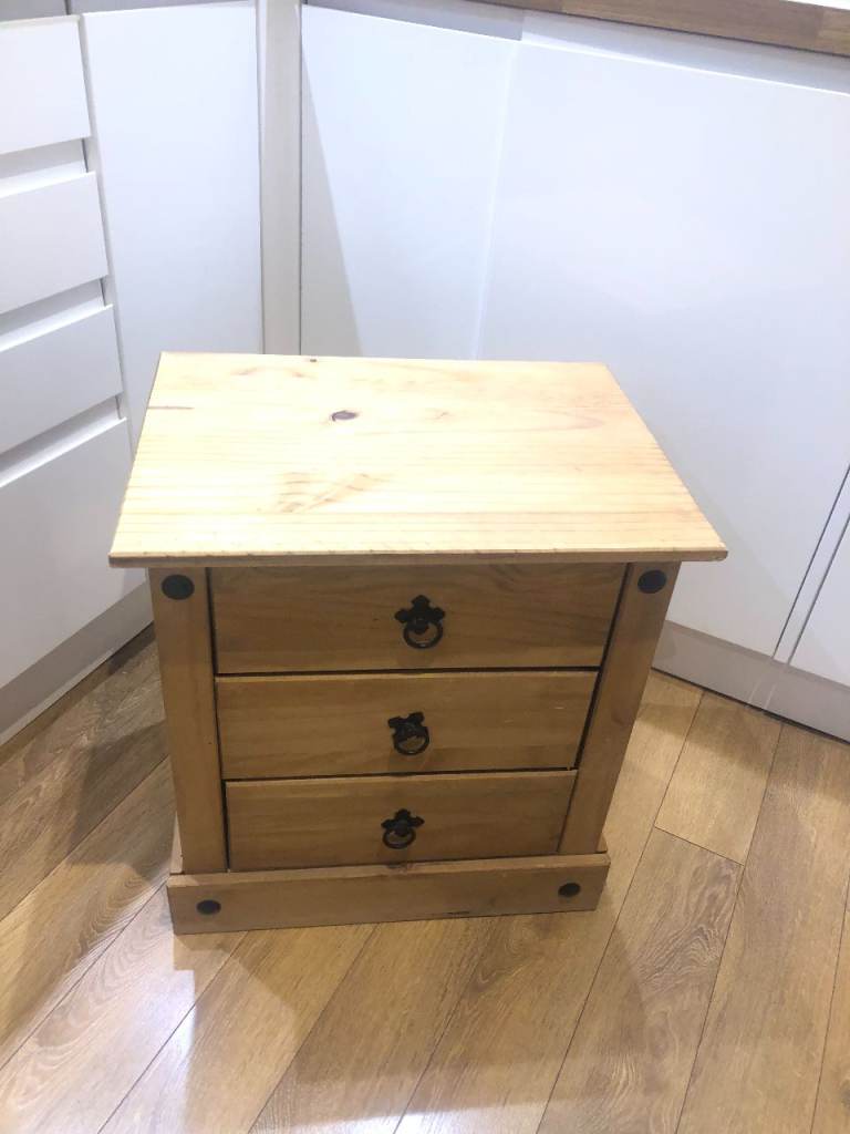 image for pine bedside chest  drawer cabinet ,stripped, D38xW51xH54cm