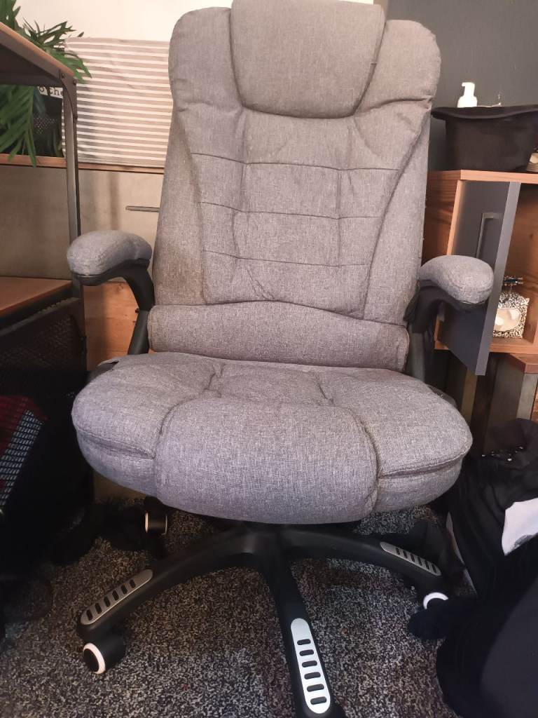 Comfortable Grey Fabric Office Chair with Heat Massage Function