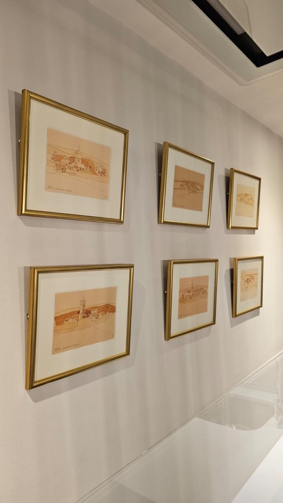 Original Antique Sketch Drawing Watercolor Painting Art Work