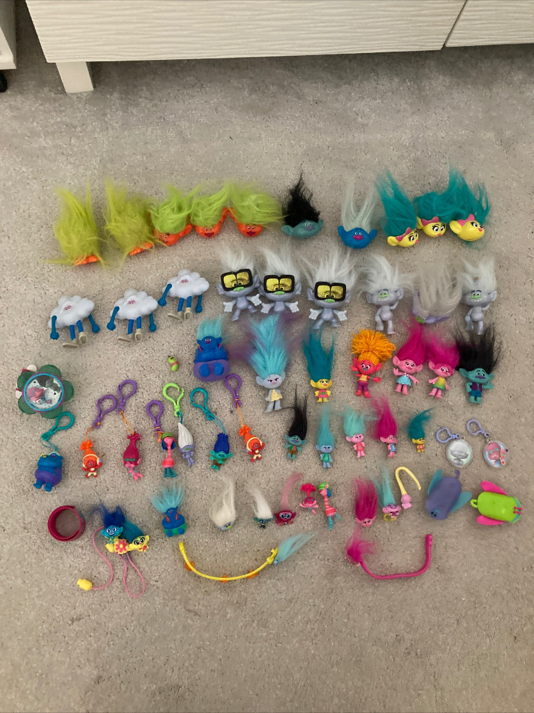 Disney Trolls Figures 57 piece bundle including key rings watch & more!  