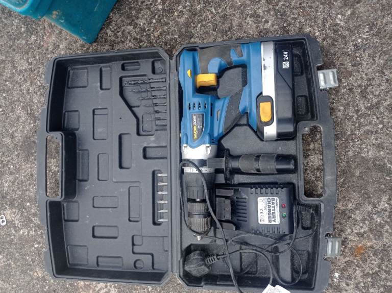 Cordless 24V Drill with Battery, Charger, and Case