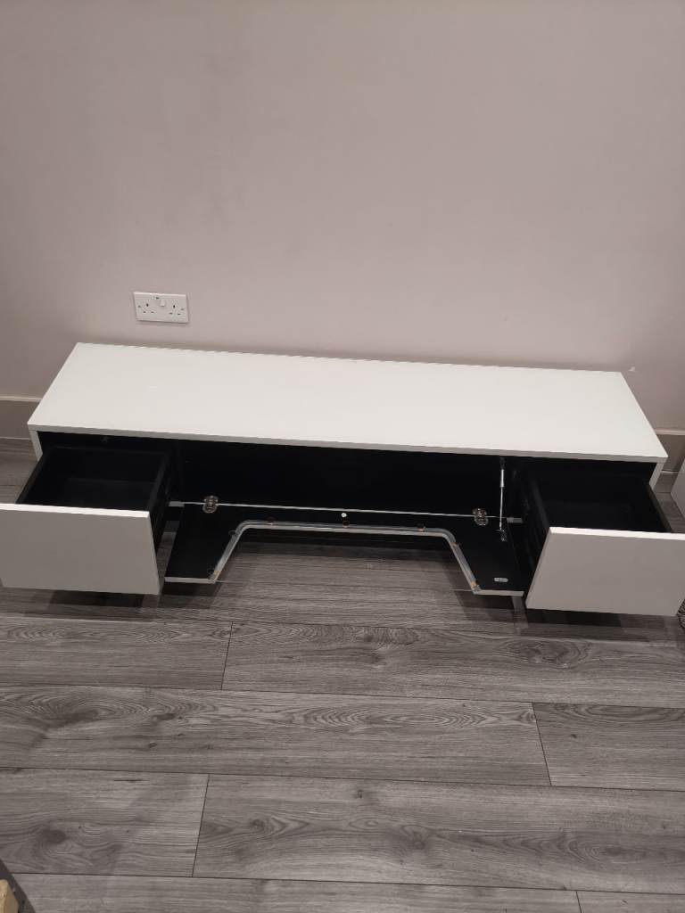 Gloss white Alphason Chromium TV stand 