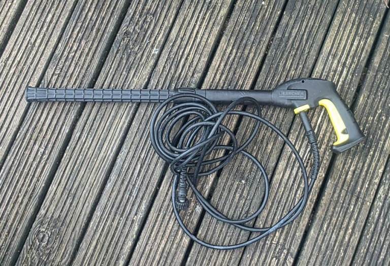 For sale are Karcher gun, hose and extension. Fits K4 mode