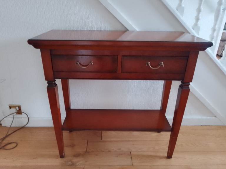 Hallway table, mahogany effect finish, solid wood, vintage style