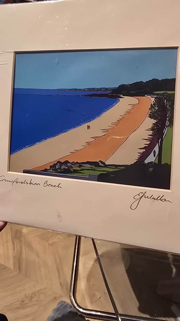 Small signed print Crawfordsburn Beach by E Fularton