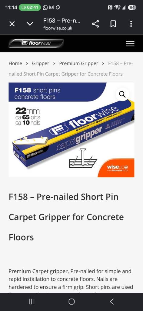Floorwise Carpet gripper shortpin 
