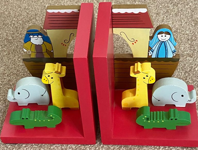 Noah's Ark colourful solid pair of bookends